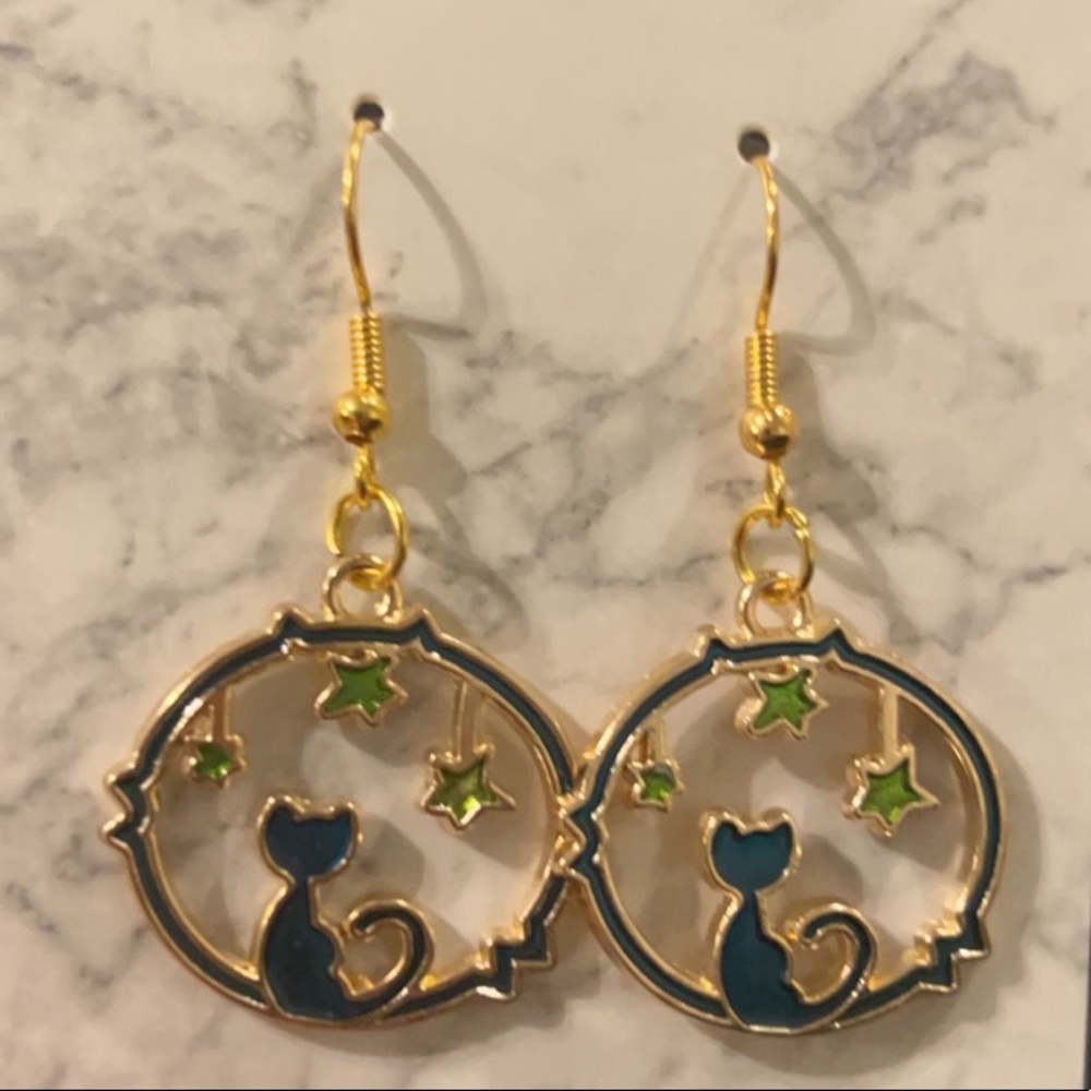 🔵Handmade Cat Earrings🐈 - Picture 2 of 3